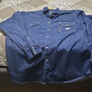 Rasco Flame Resistant Blue Denim Cotton Work Shirt 3XL Unisex Fire Industry